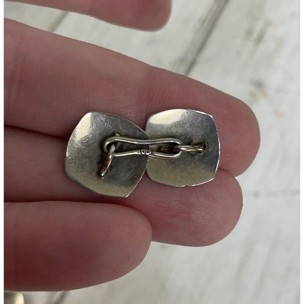 Antique Art Deco 10K White Gold Cufflinks Etched 3.3g Vintage Fine Men's Tuxedo